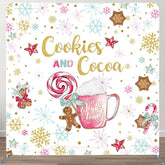 Aperturee - Aperturee Cookies Cocoa Snowflakes Candy Coffee Square Backdrop